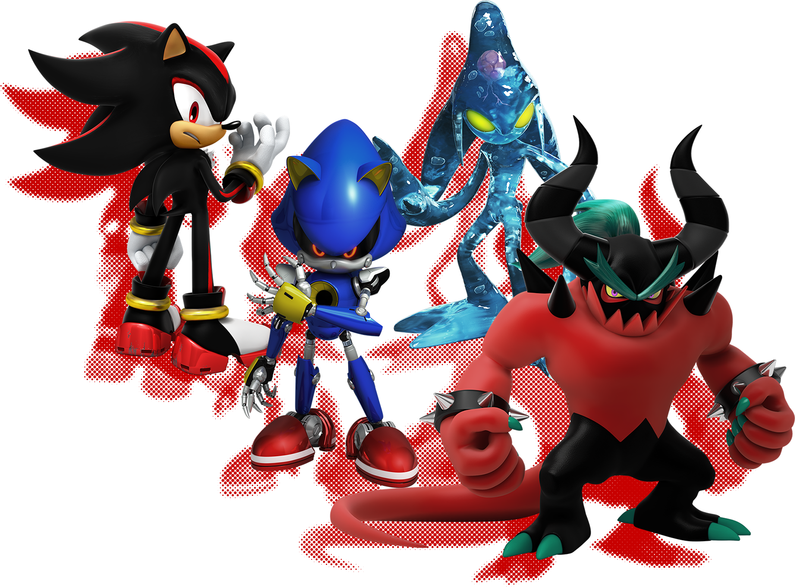 Retrato oficial de inimigos recriados em Sonic Forces.