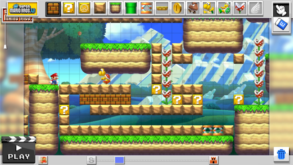 Editor de fases em Super Mario Maker.