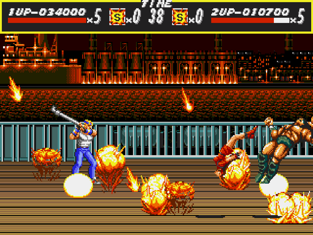 Combate em ponte de Streets of Rage.