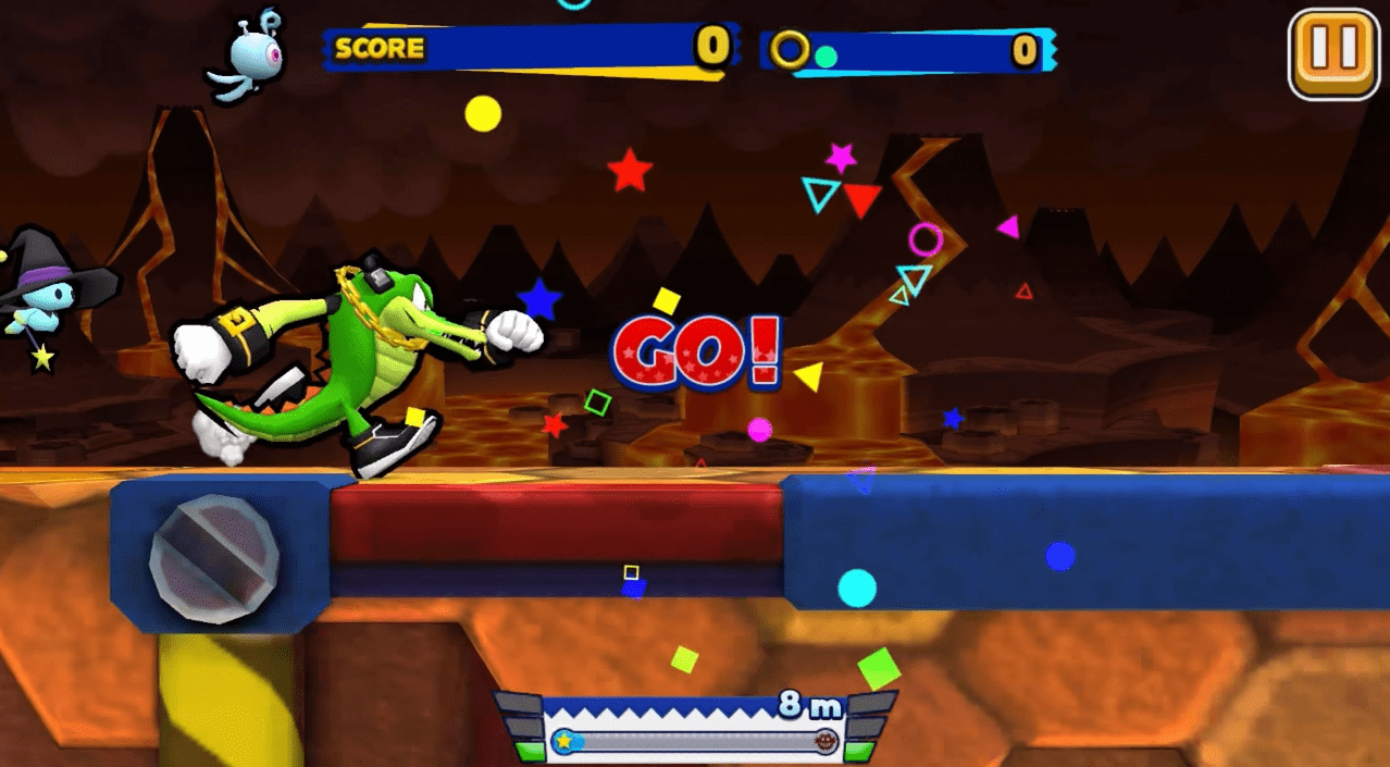 Vector em gameplay de Sonic Runners.