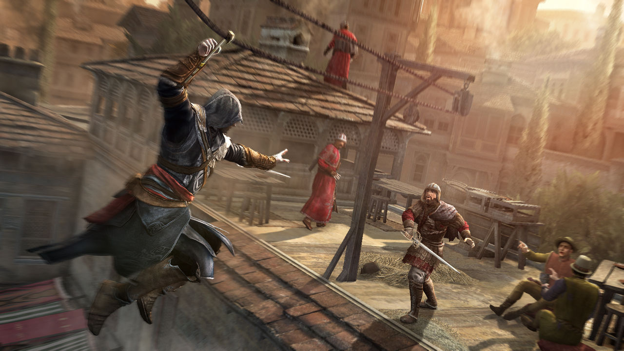 Cena de Assassin’s Creed Revelations com Ezio em ação