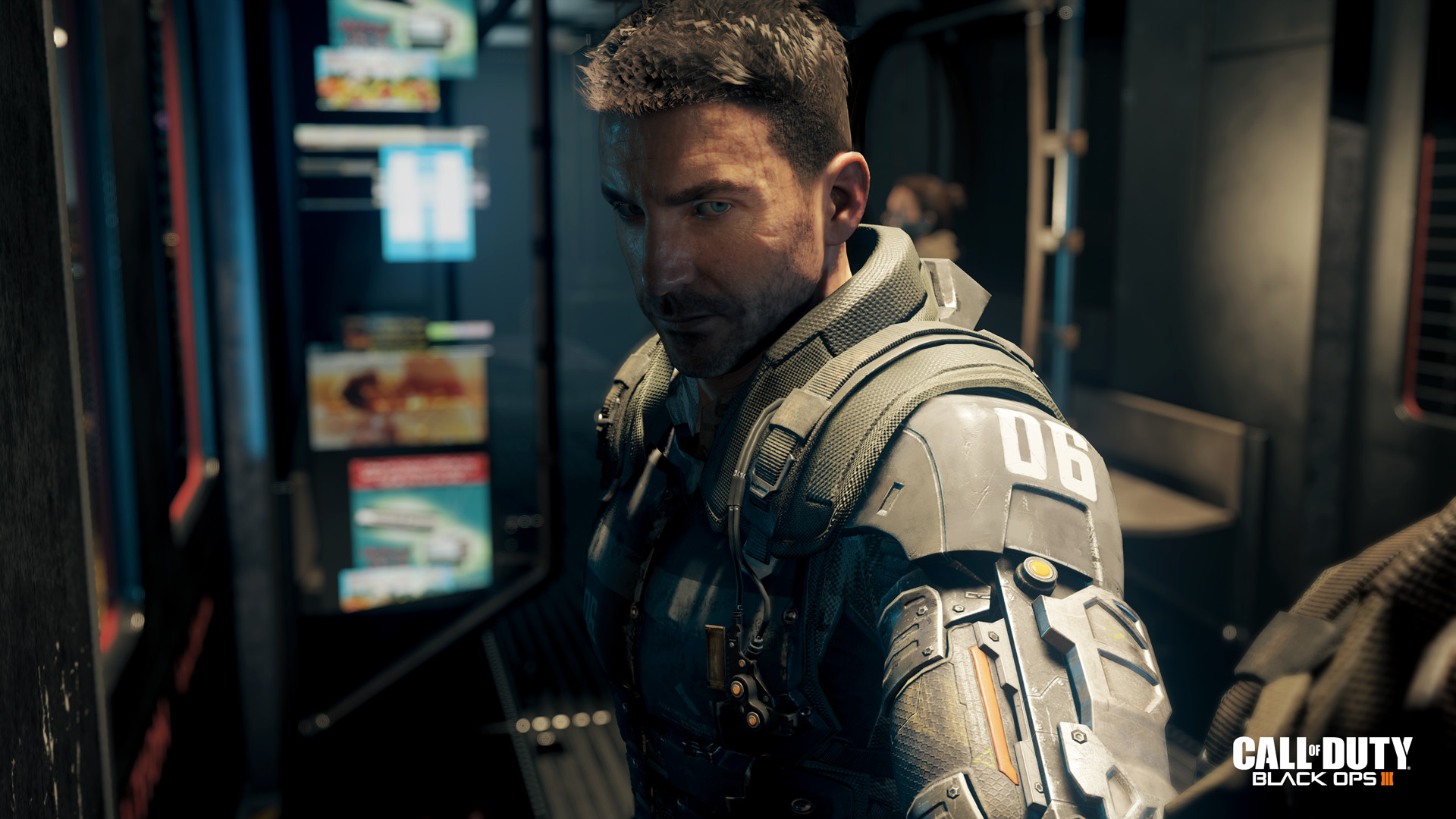 Soldado cibernético avança com o equipamento da campanha de Black Ops III