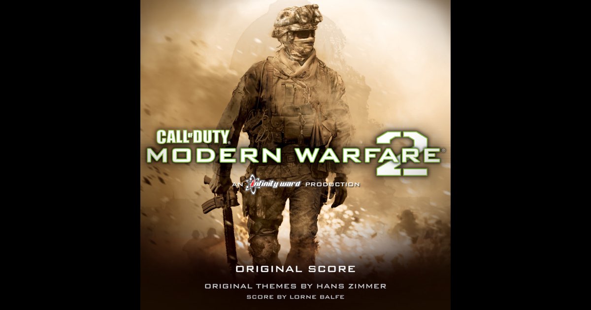 Capa do álbum de Modern Warfare 2 com créditos a Hans Zimmer e Lorne Balfe