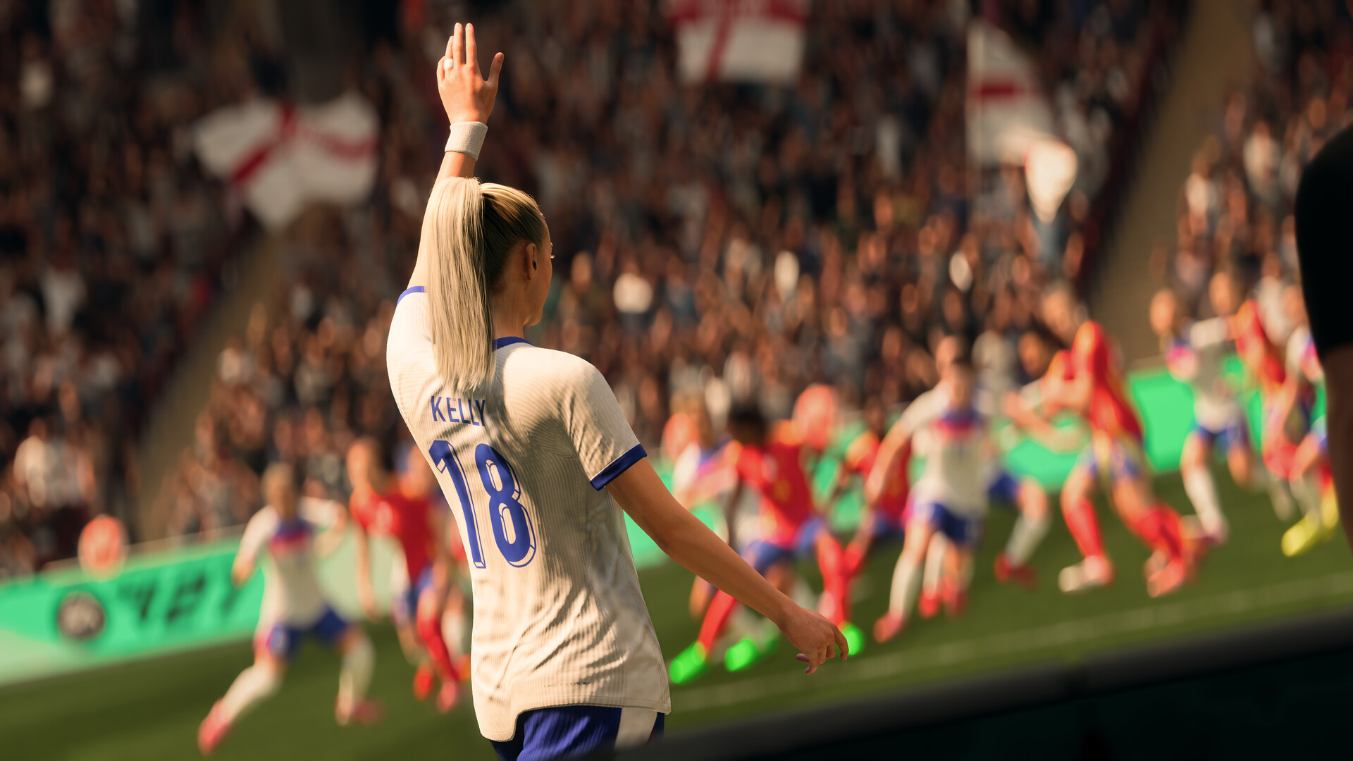 Atletas disputam a bola em uma imagem de EA Sports FC 27