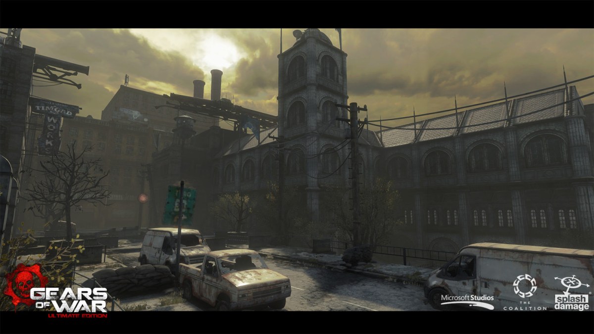 Cenário urbano destruído em Gears of War Ultimate Edition