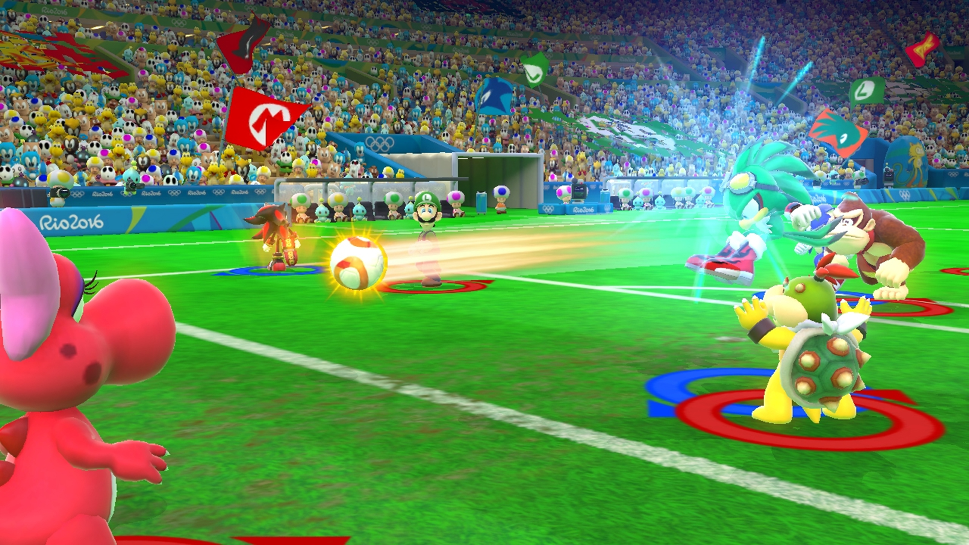 Partida de futebol em Mario & Sonic at the Rio 2016 Olympic Games.