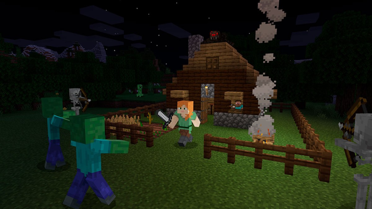 Noite de sobrevivência em Minecraft.