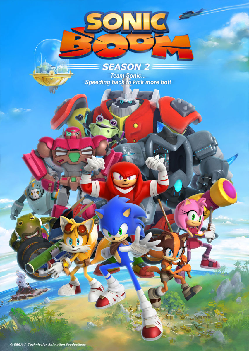 Pôster de Sonic Boom com Sonic em destaque.