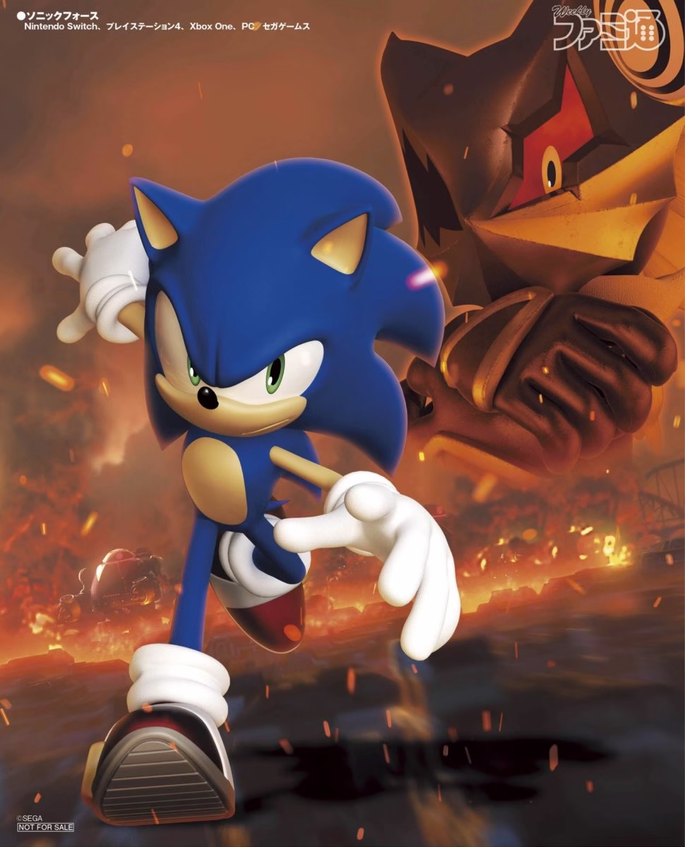Arte promocional de Sonic Forces publicada pela Famitsu.