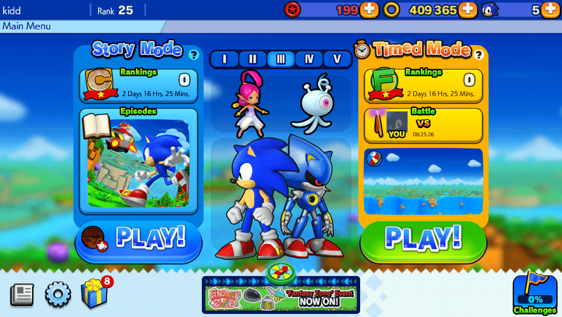 Tela promocional de atualização de Sonic Runners.