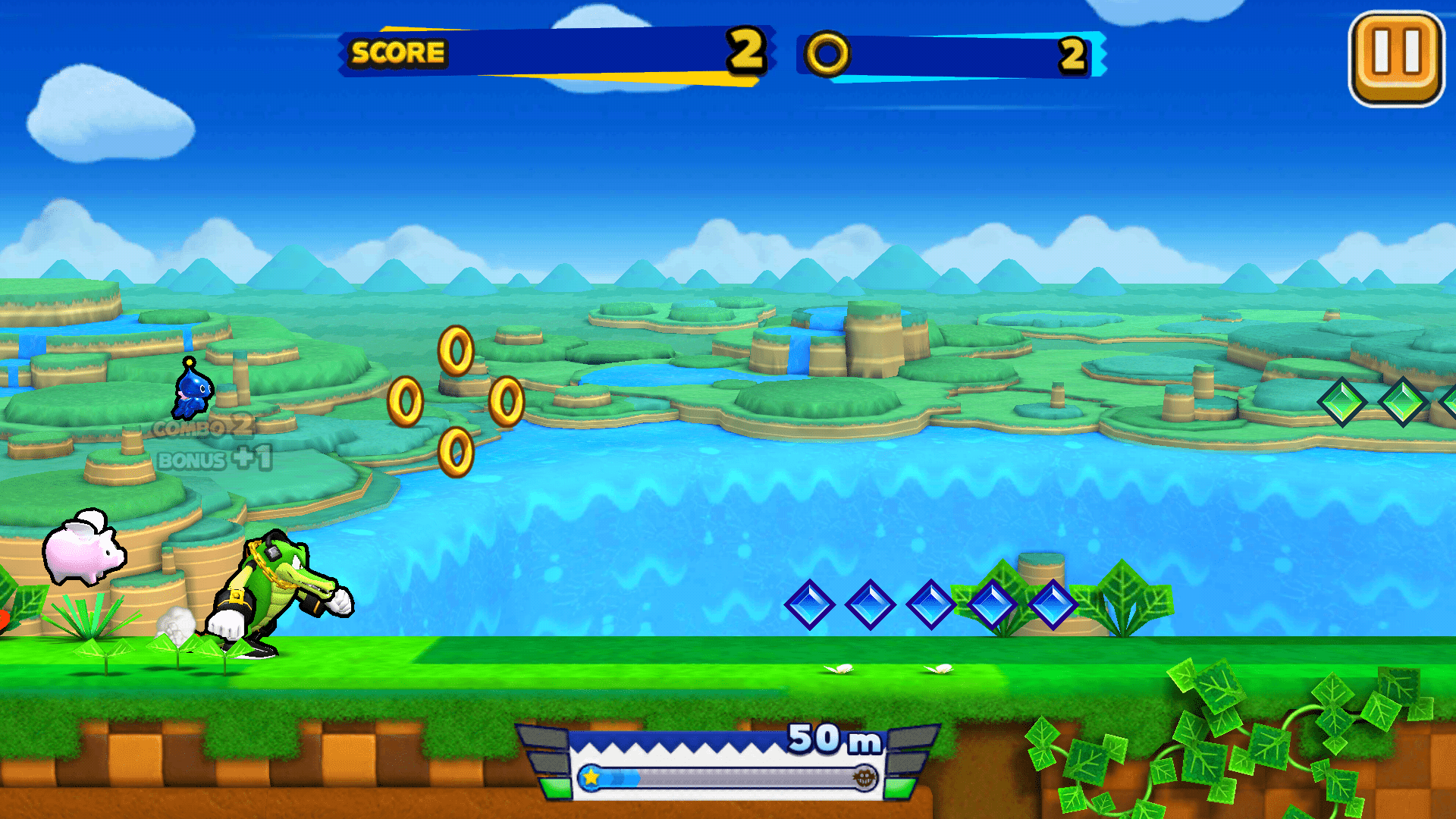 Vector em fase de Sonic Runners.