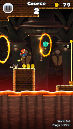 Mario corre automaticamente numa fase de Super Mario Run