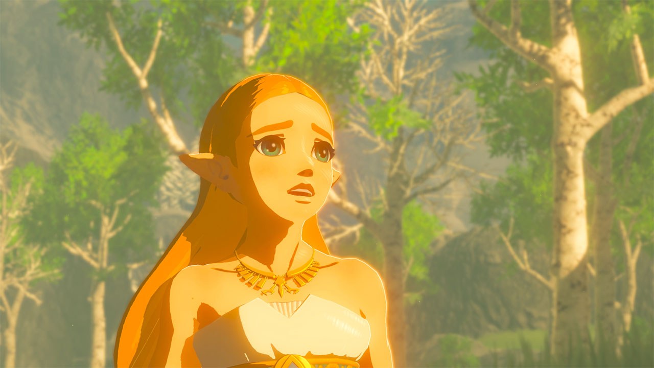 Imagem oficial de The Legend of Zelda: Breath of the Wild com Link usando o planador sobre Hyrule.
