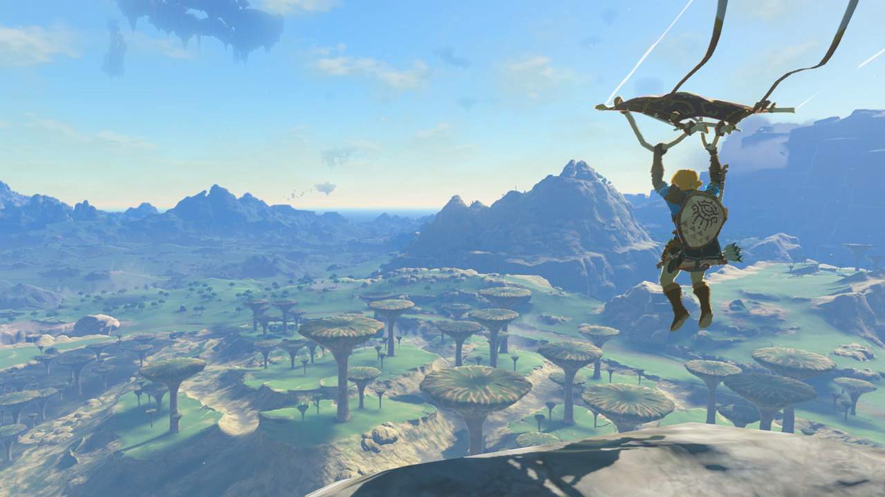 Link atravessando a superfície de Hyrule
