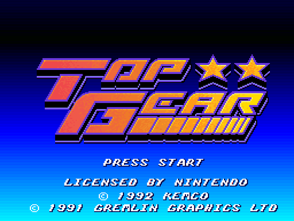 Tela de título de Top Gear.