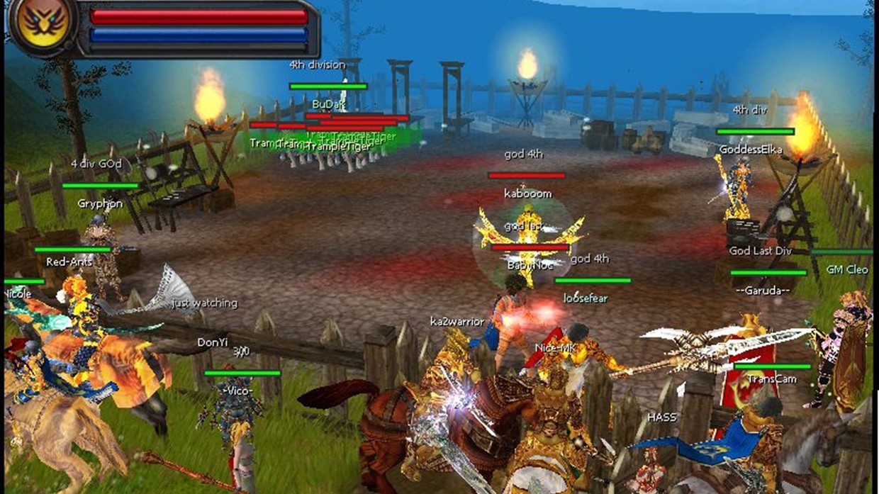 Jogadores reunidos em combate online de With Your Destiny.