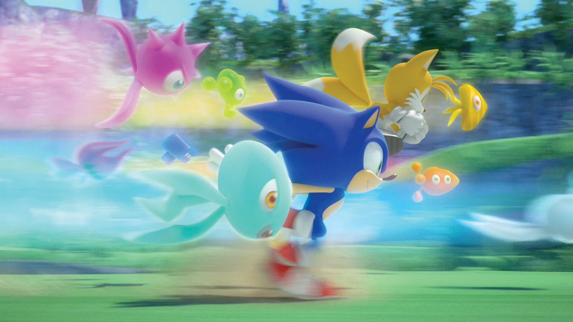 Fase colorida em parque espacial de Sonic Colors: Ultimate.