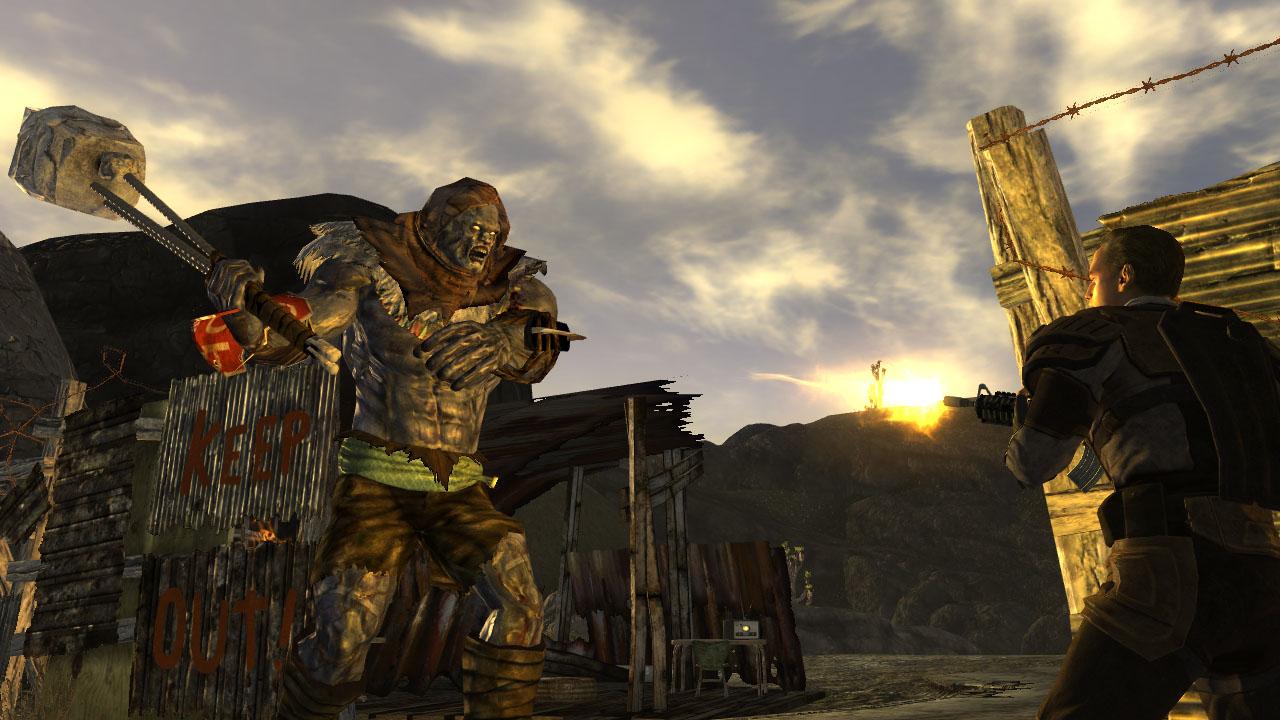 Personagem armado em Fallout: New Vegas