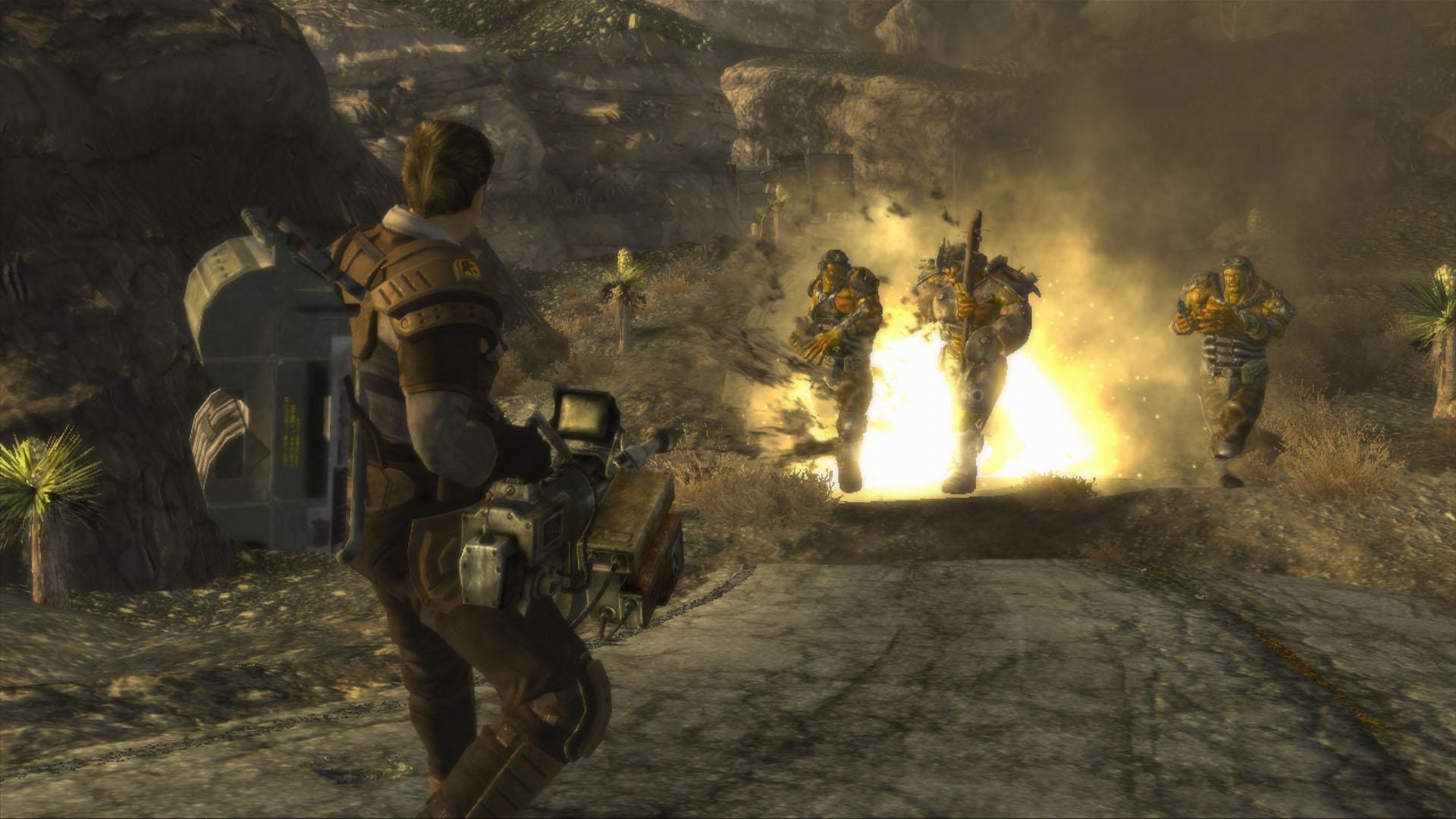 Courier explorando o deserto de Mojave em Fallout New Vegas