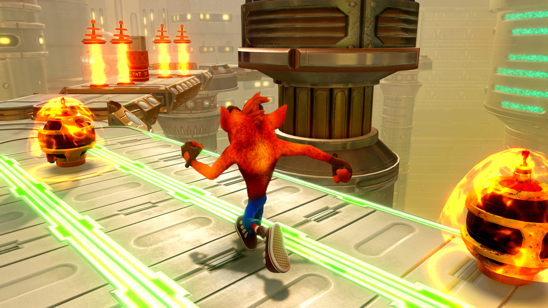 Fase de plataforma em Crash Bandicoot N. Sane Trilogy.