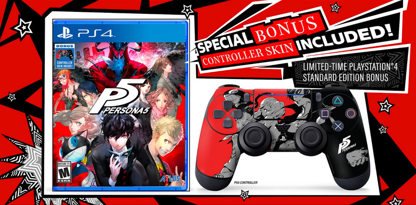 Edição padrão de Persona 5 para o PS4 inclui skin para o DualShock 4 na América
