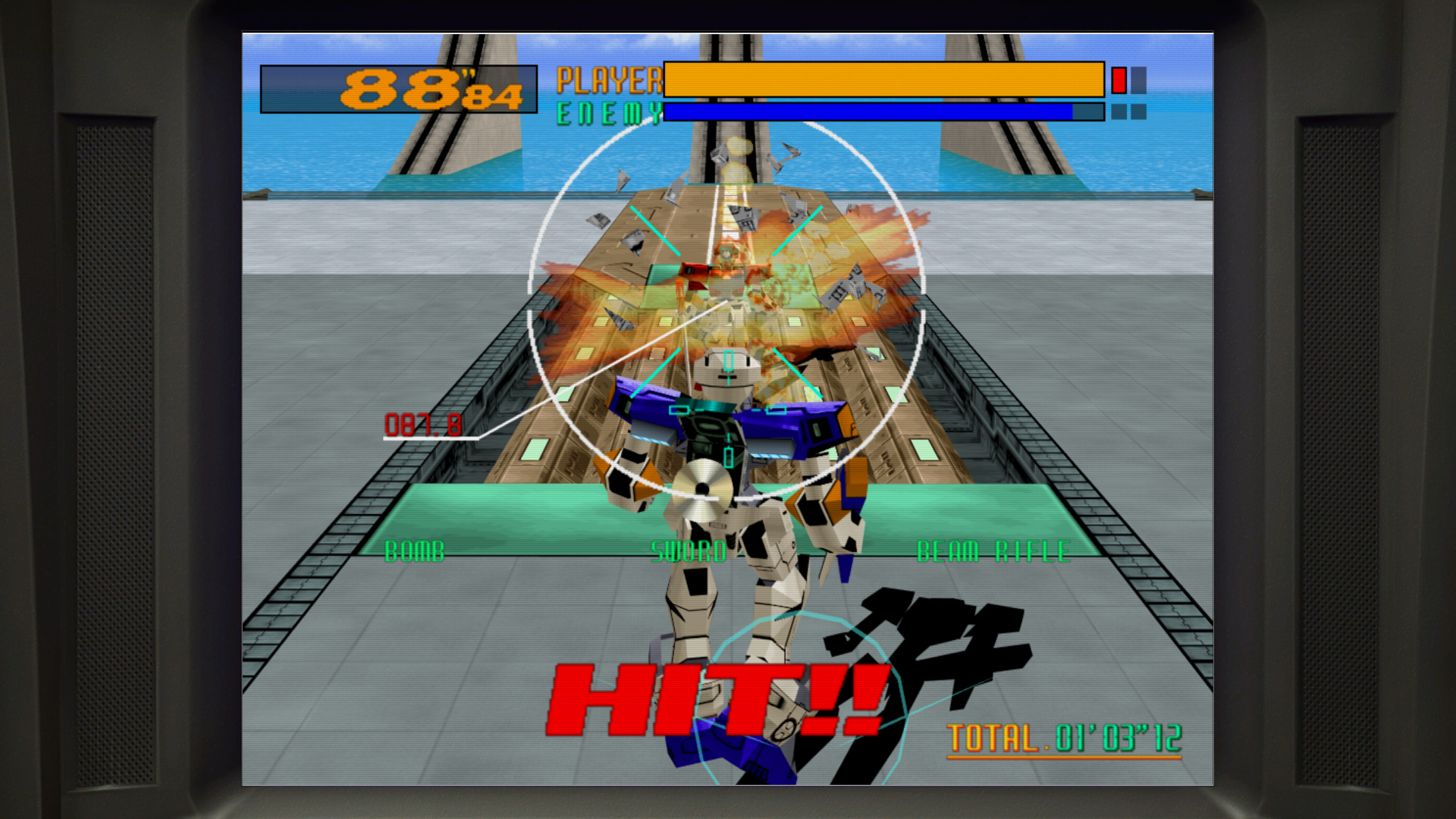 Virtuaroids em combate no Virtual-On de Yakuza Kiwami 2.