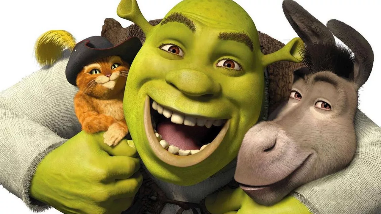Shrek aparece ao lado do Burro e do Gato de Botas