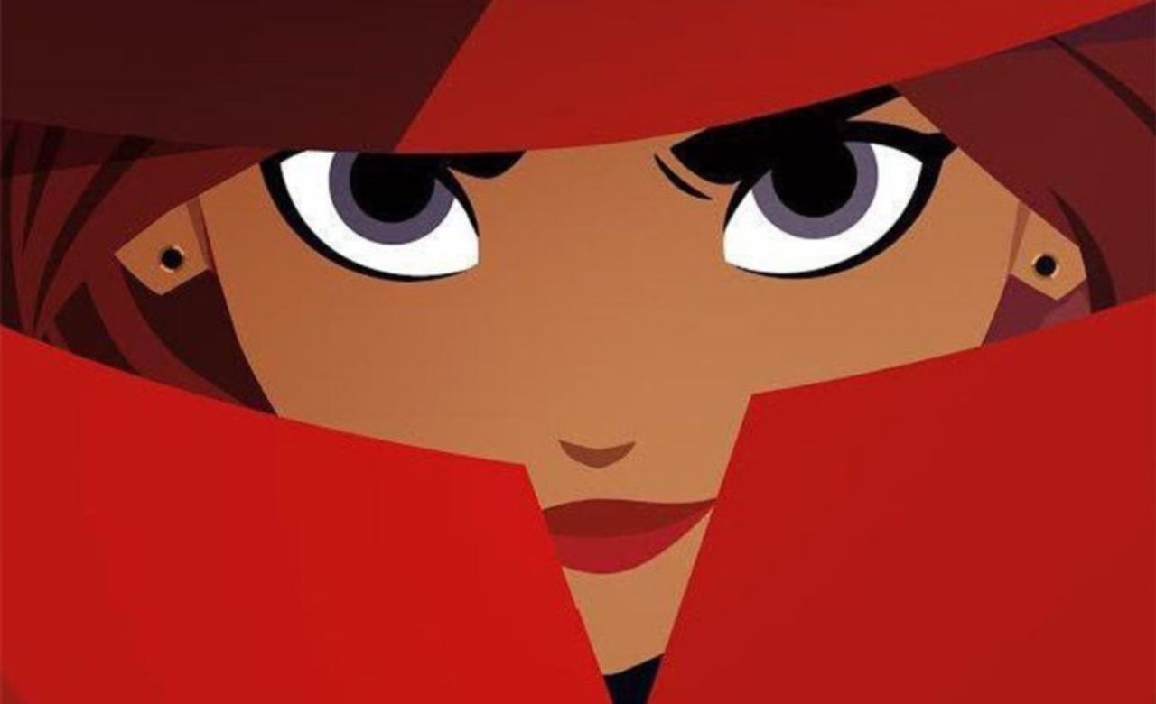 Carmen Sandiego em arte de produção distribuída pela Netflix