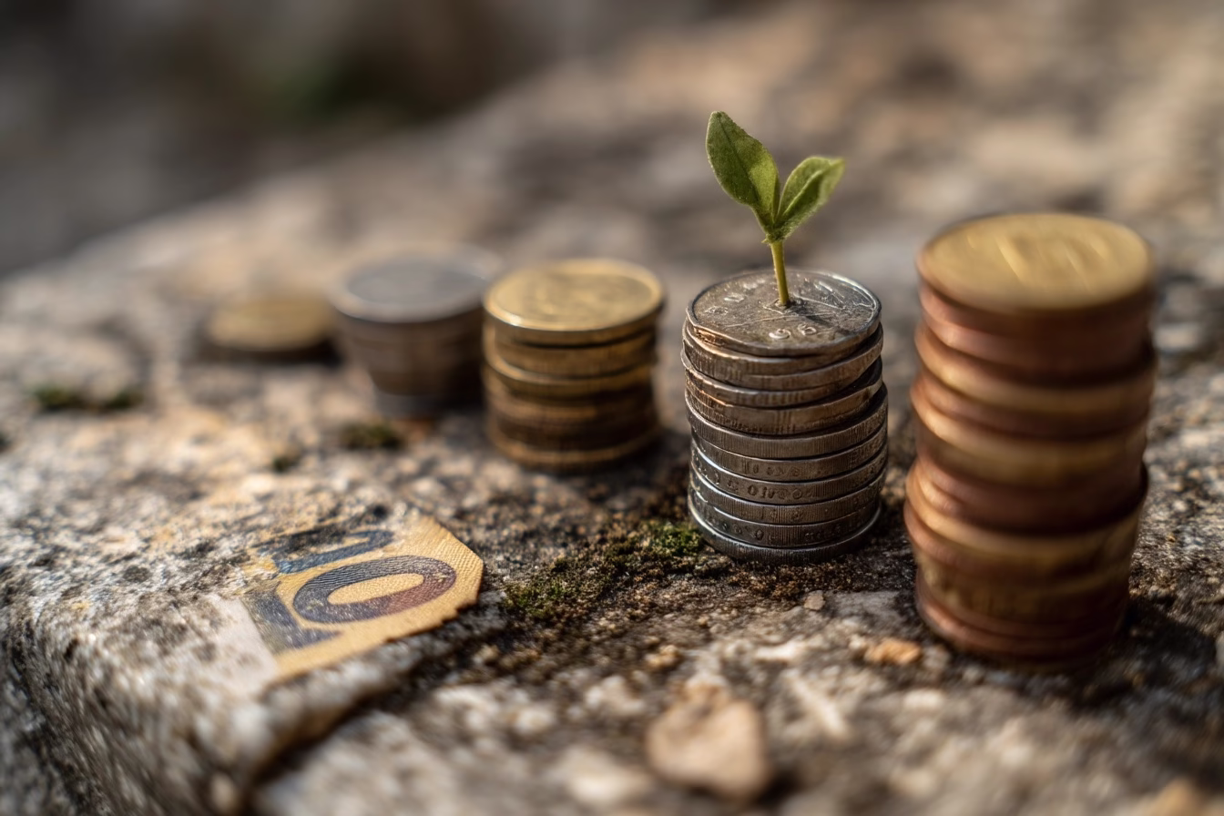 Moedas brotando uma planta. Imagem: Eu, Brasileiro.