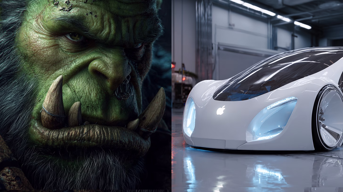 Warcraft 3 e carro futurista da Apple. Imagem: Eu, Brasileiro.